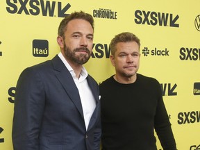 Ben Affleck and Matt Damon arrive for the world premiere of Air during the South by Southwest Film and TV Festival in Austin, Texas.