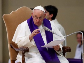 Pope Francis presides Holy Mass at the Santa Maria delle Grazie church, in Rome, Italy, March 17, 2023.