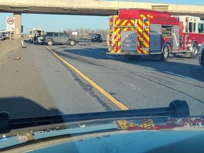 A 10-year-old boy died in hospital following a collision involving three vehicles on the Niagara-bound QEW on Thursday.
