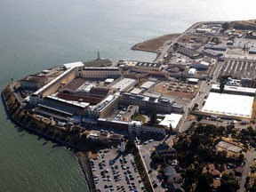 An aerial view of San Quentin State Prison on July 8, 2020 in San Quentin, California.