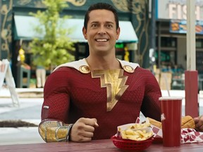 Zachary Levi in a scene from Shazam! Fury of the Gods.