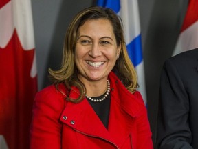 Toronto deputy mayor Ana Bailao addresses media at City Hall in Toronto on October 24, 2018.