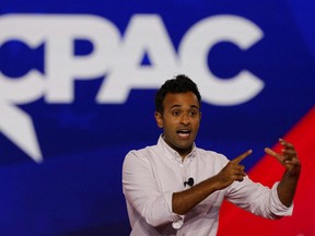 Author Vivek Ramaswamy speaks at the Conservative Political Action Conference (CPAC) in Dallas, Texas, Aug. 5, 2022.