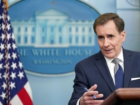 National Security Council spokesman John Kirby speaks during a press briefing at the White House, Wednesday, March 29, 2023, in Washington.