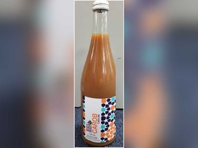 A bottle of Nuba brand's Carob beverage that is being recalled is pictured in this photo provided by Health Canada.