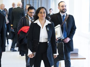 Minister of National Defence Anita Anand arrives to appear as a witness at the Standing Committee on National Defence, regarding the surveillance balloon from the People's Republic of China, in Ottawa, Tuesday, March 7, 2023.