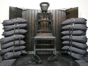 A chair sits in the execution chamber at the Utah State Prison on June 18, 2010, after Ronnie Lee Gardner was executed by firing squad in Draper, Utah.