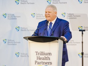 Ontario Premier Doug Ford was on hand as trillium Health Partners announced a $75 million donation from Mississauga-based industrial real estate developer Orlando Corporation on Wednesday, March 1, 2023.