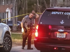 Rockdale County sheriff's deputies are investigating a triple shooting in a residential neighborhood south of Conyers, Ga. on on Monday, March 20, 2023.