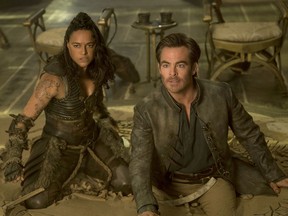 Michelle Rodriguez, left, and Chris Pine in "Dungeons & Dragons: Honor Among Thieves."