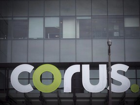 The Corus logo is shown in Toronto, June 22, 2018. Han Dong is threatening legal action against Global News and its parent company Corus Entertainment over an allegation that he spoke to a Chinese diplomat about delaying the release of two Canadians.