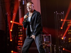 Macklemore performs at Brixton Academy in London in 2018.
