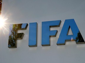 The logo of FIFA is seen in front of its headquarters in Zurich, Switzerland September 26, 2017.