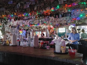 No Name Pub in Big Pine Key, Fla. is adorned with thousands of dollar bills. (Dave Pollard/Toronto Sun)