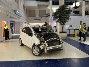 A vehicle crashed into a terminal at Wilmington International Airport.