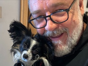 Russell Crowe with his dog, Louis.