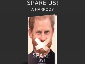 The cover of Spare Us! A Harrody is pictured in this photo shared on publisher Little, Brown UK's Twitter account.
