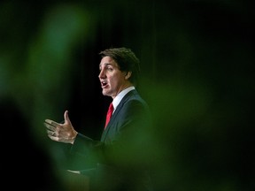 Canada's Prime Minister Justin Trudeau speaks during an announcement at AstraZeneca in Mississauga on Feb. 27, 2023.