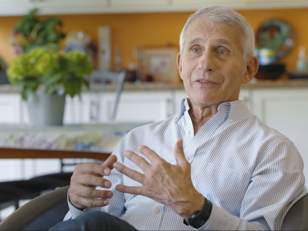 This image released by PBS shows Dr. Anthony Fauci in a scene from the documentary 