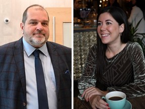 Harold LeBel, left, and Catherine Fournier, right. LeBel and Fournier were PQ MNAs in 2017 when LeBel assaulted Fournier at his condo in Rimouski.