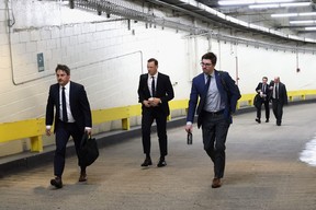 General Manager Kyle Dubas of Toronto Maple Leafs (right) arrives for a game against the New York Rangers at Madison Square Garden on April 13, 2023 in New York City. BRUCE BENNETT/GETTY IMAGES