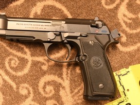 An image released by the SIU of the Beretta Model 92A1 9mm pistol used by Vaughan gunman Francesco Villi.