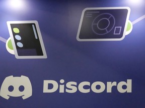 A Discord display at the company's booth at the Game Developers Conference 2023 in San Francisco on March 22, 2023.