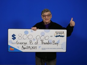 A Ukrainian great-grandfather from Thunder Bay is going to use some of his $800,000 lottery win to help those deployed to fight in the war in Ukraine. George Bordun, who won the money with the bigger spin instant game, said he thought twice before buying a ticket for $10.
