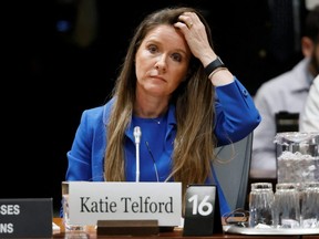 Katie Telford, top aide to Prime Minister Justin Trudeau, prepares to testify before a parliamentary committee probing alleged election interference from China on Parliament Hill in Ottawa, Friday, April 14, 2023.