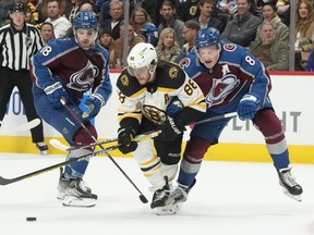 Boston Bruins winger David Pastrnak and defenceman Cale Makar (right) of the Colorado Avalanche are two potential difference-makers in the 2022-23 NHL playoffs which begin next week. The two teams could well be meeting in the Stanley Cup final later this spring.