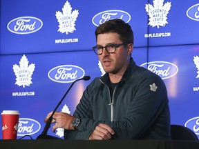 Toronto Maple Leafs GM Kyle Dubas speaks at the podium about the upcoming season and his expectations of his players on Wednesday September 21, 2022. Jack Boland/Toronto Sun/