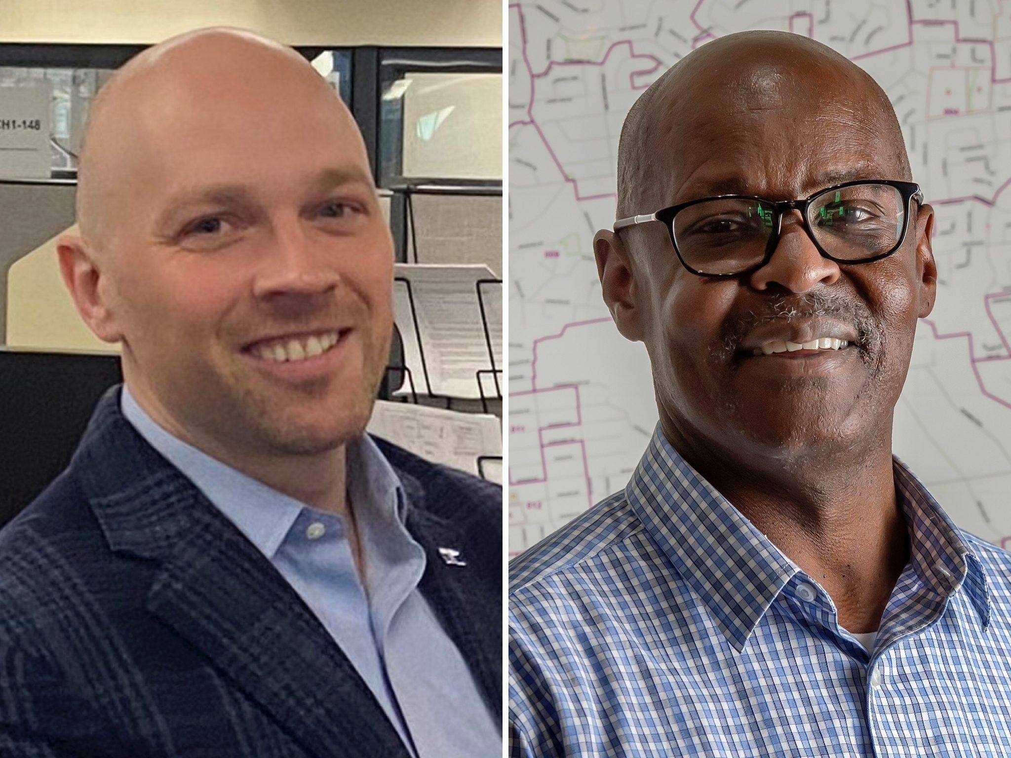 Toronto mayoral candidates Brad Bradford, left, and Mark Saunders.
