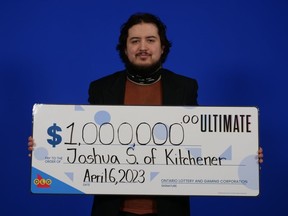 Joshua Scott, 28, of Kitchener, won $1 million playing Instant Ultimate in a draw held on Dec. 31, 2022.