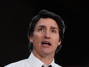 Prime Minister Justin Trudeau speaks during an announcement about First Nations healthcare funding, at the Squamish First Nation in West Vancouver, B.C., on Friday, April 14, 2023. THE CANADIAN PRESS/Darryl Dyck