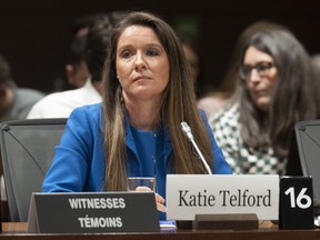 Katie Telford,  chief of staff to the Prime Minister, waits to appear as a witness at the Standing Committee on Procedure and House Affairs looking at foreign interference, Friday, April 14, 2023 in Ottawa.  THE CANADIAN PRESS/Adrian Wyld