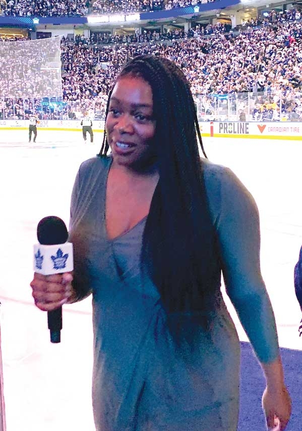 Anthem singer Natalie Morris at Scotiabank Arena on Thursday, April 27, 2023.  Anthem singer Natalie Morris at Scotiabank Arena on Thursday, April 27, 2023.