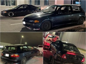 Some of the 10 vehicles seized in Peel Region over the Easter long weekend for stunt driving.