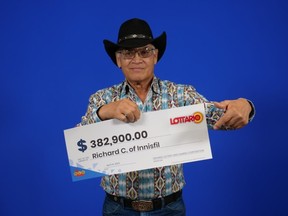 Richard Claus of Innisfil won “Ontario’s jackpot” – $382,900.20 – in the April 1, 2023 LOTTARIO draw.