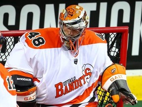 Buffalo Bandits goaltender Matt Vinc.