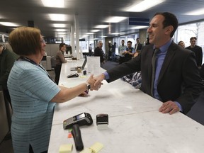 Mayoral candidate Josh Matlow files nomination paperwork at City Hall on Monday, April 3, 2023.