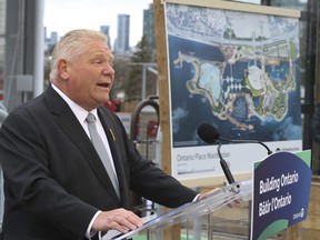 Ontario Premier Doug Ford announces the modernization plans for Ontario Place on Tuesday, April 18, 2023.
