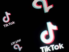 The screen of a smartphone displays the logo of Chinese social network TikTok in this file photo taken Jan. 21, 2021 in Nantes, France.