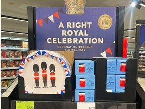 British supermarkets are pushing coronation party supplies.