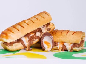 Two six-inch melted Cadbury creme egg from Subway