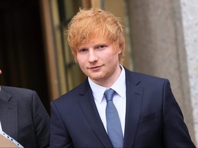 Musician Ed Sheeran leaves after the first day of his copyright-infringement trial at Manhattan Federal Court on April 25, 2023 in New York City.