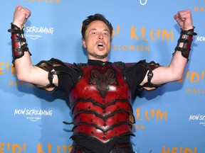 Elon Musk in costume at the Heidi Klum Halloween party in New York City in October 2022.