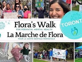The second annual Flora’s Walk takes place Wednesday across Canada to raise money and awareness about perinatal mental health.