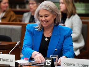 Jody Thomas, National Security and Intelligence Advisor waits to appear as a witness at the Standing Committee on Procedure and House Affairs (PROC) regarding foreign election interference on Parliament Hill in Ottawa, on Wednesday, March 1, 2023.