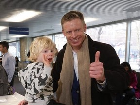 Former Toronto Sun political columnist Anthony Furey, who’s pictured with his son, Tommy, joined Toronto’s mayoral race on April 3, 2023. (Jack Boland, Toronto Sun)