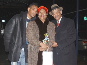 Howell Wayans (far right) wiith son Marlon Wayans and Marlon's mother Alvara in New York City on Feb. 15, 2005.